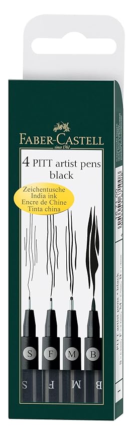 Faber-castell Pitt Artist Color Pen Set - Pack Of 4, S, F, M, B