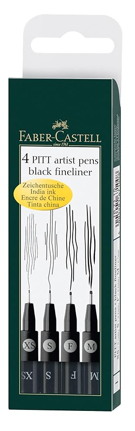 Faber-castell Pitt Artist Color Pen Set - Pack Of 4, Xs, S, F, M