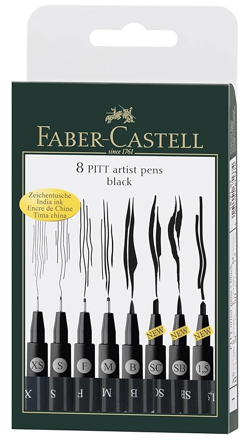 Faber-castell Fine Artist Pen Set - Pack Of 8 (black)