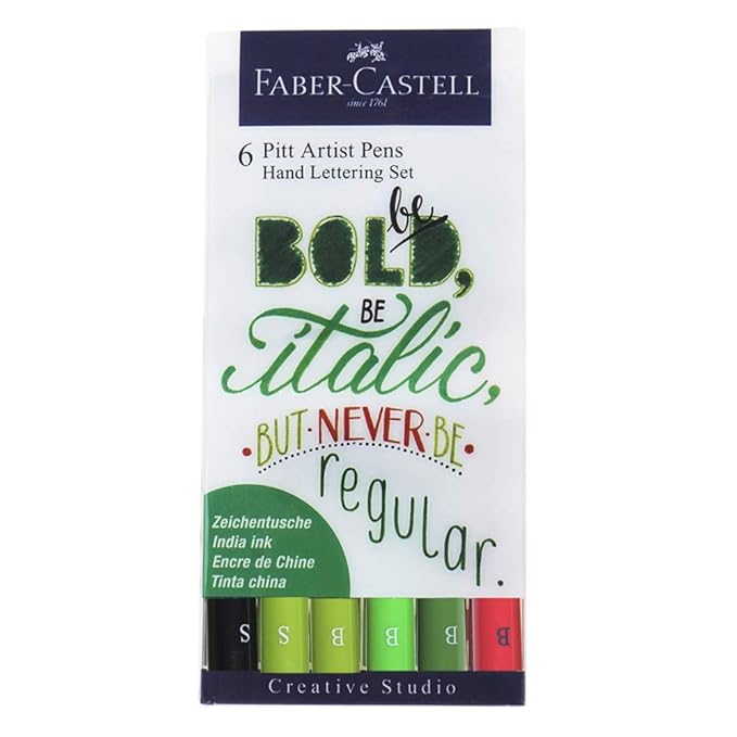 Faber-castell Hand Lettering Pitt Artist Pen Set - Pack Of 6 (green)