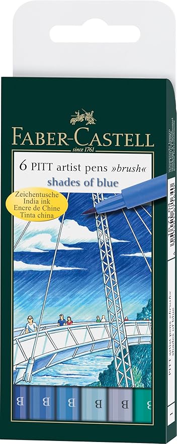 Faber-castell Pitt Artist B Pen Set - Pack Of 6 (blue)