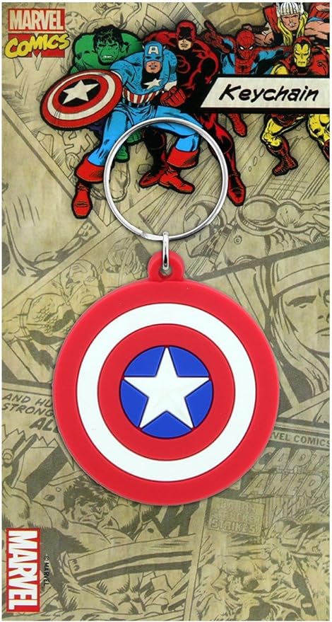 Marvel Captain America Shield Rubber Keychain, Multi-colour