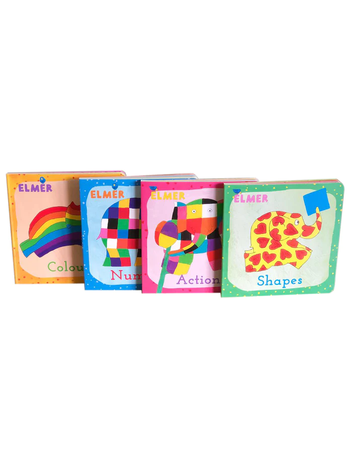 Learn With Elmer 4 Board Book Collection Set By David Mckee