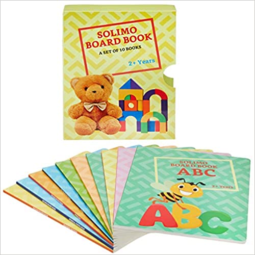 Solimo Long Board Book, Set Of 10 (alphabets, Fruits, Numbers, Vegetables, Words, Animals, Birds, Vehicles, General Knowledge, Nursery Rhymes)