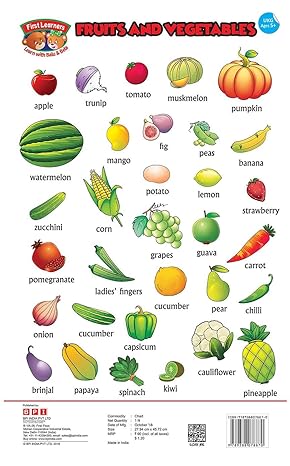 Chart: Fruits And Vegetables- (for Ukg)