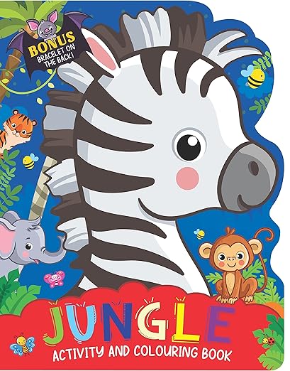 Jungle Activity And Colouring Book- Die Cut Animal Shaped Book