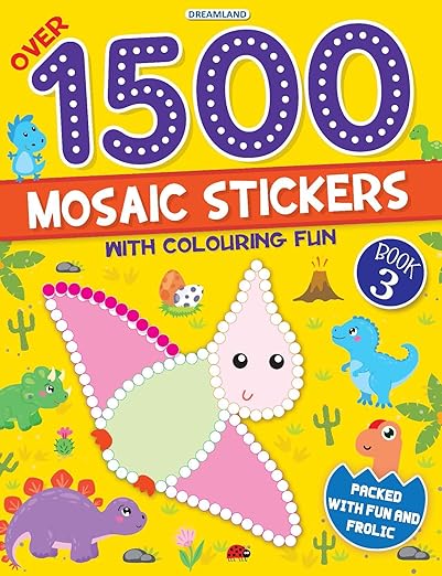 1500 Mosaic Stickers Book 3 With Colouring Fun - Sticker Bok For Kids Age 4 - 8 Years