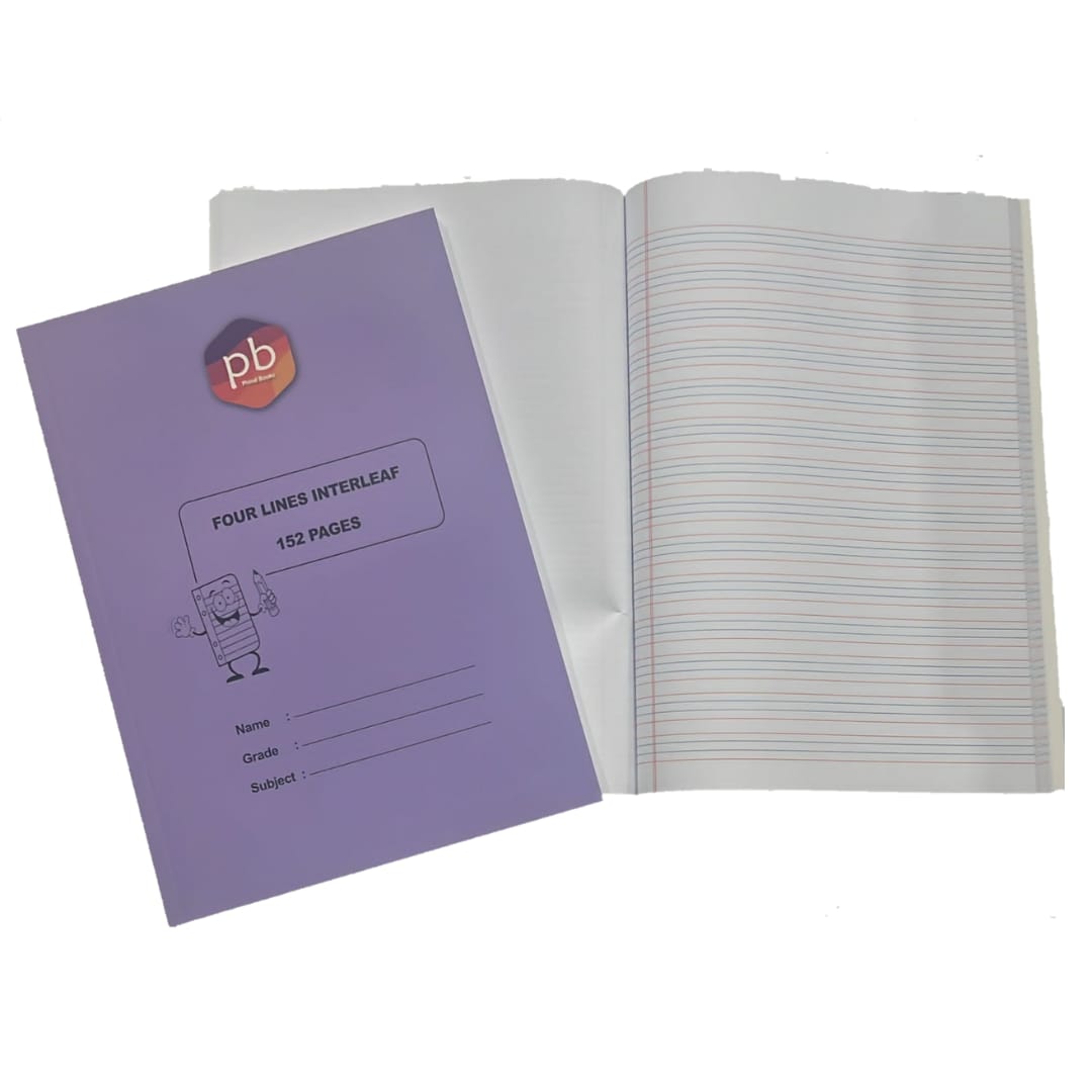 Pb A4 Notebook Set Of 3 Four Lines Interleaf 152 Pages 80 Gsm Paper, 250 Gsm Cover Gloss Finish