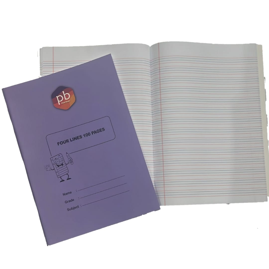 Pb A4 Notebook Set Of 3 Four Lines 100 Pages 80 Gsm Paper, 250 Gsm Cover Gloss Finish